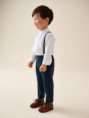 Navy Check Shirt Trousers & Braces Set (3mths-9yrs) - Image 2 of 9