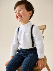 Navy Check Shirt Trousers & Braces Set (3mths-9yrs) - Image 4 of 9