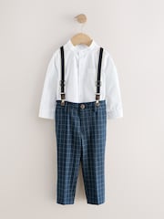 Navy Check Shirt Trousers & Braces Set (3mths-9yrs) - Image 5 of 9