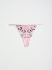 Lipsy Pink Embroidery T Thong - Image 5 of 7
