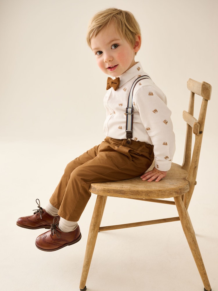 Tan Brown Bear Shirt Trousers Braces & Bow Tie Set (3mths-9yrs) - Image 2 of 9 Tan Brown Bear Shirt Trousers Braces & Bow Tie Set (3mths-9yrs) - Image 2 of 9