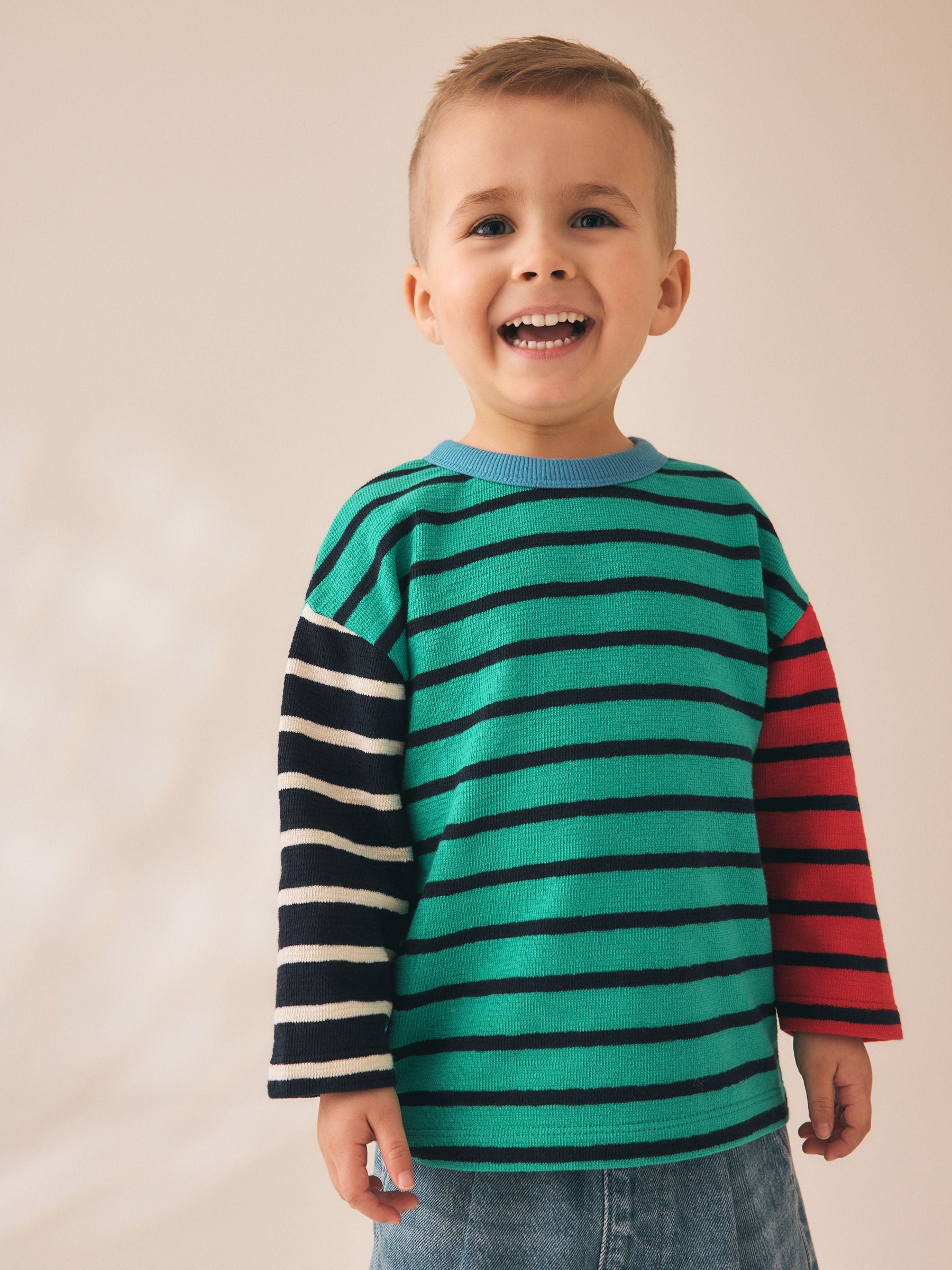 Comprar Green/Navy Hotchpotch - Camiseta listrada de manga