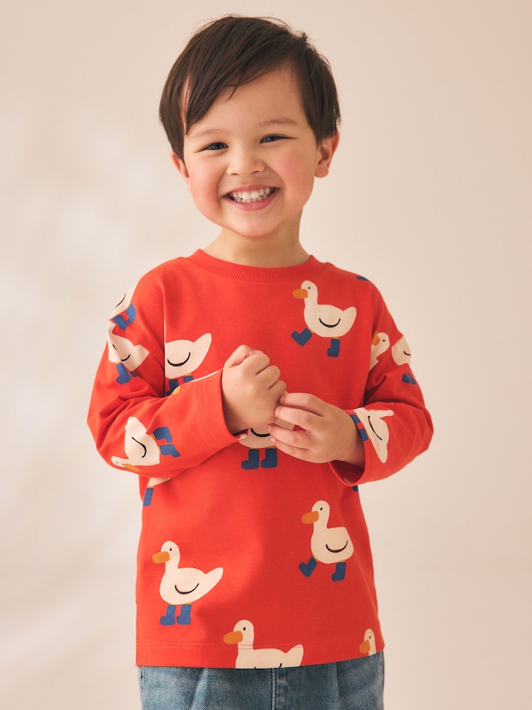 Red Duck - Long Sleeve All Over Print T-Shirt (3mths-7yrs) - Imagen 1 de 4