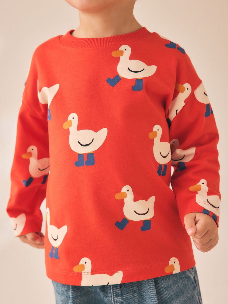 Red Duck - Long Sleeve All Over Print T-Shirt (3mths-7yrs) - Imagen 4 de 4