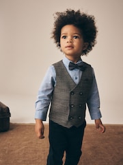 Grey Heritage Check Waistcoat Set With Shirt And Bow Tie (3mths-9yrs) - Image 1 of 5