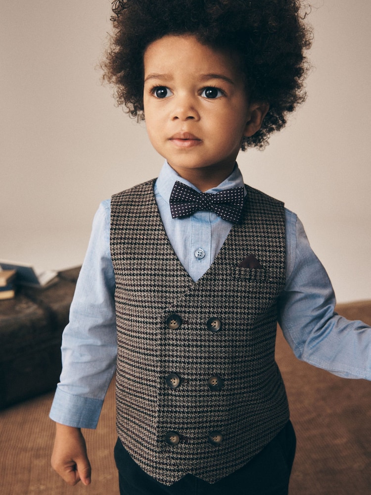 Grey Heritage Check Waistcoat Set With Shirt And Bow Tie (3mths-9yrs) - Image 2 of 5 Grey Heritage Check Waistcoat Set With Shirt And Bow Tie (3mths-9yrs) - Image 2 of 5