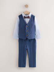 Navy Waistcoat Shirt Trousers & Bow Tie Set (3mths-9yrs) - Image 1 of 5
