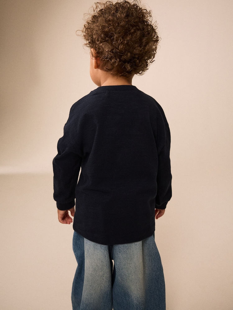 Dark Navy Safari Animal Long Sleeve Appliqué T-Shirt (3mths-7yrs) - Image 4 of 4