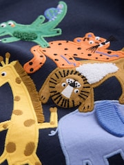 Dark Navy Safari Animal Long Sleeve Appliqué T-Shirt (3mths-7yrs) - Image 7 of 8