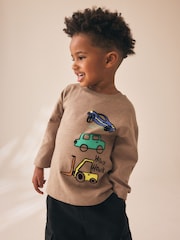 Brown Transport Long Sleeve Back Graphic T-Shirt (3mths-7yrs) - Image 1 of 9
