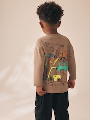 Brown Transport Long Sleeve Back Graphic T-Shirt (3mths-7yrs) - Image 2 of 9