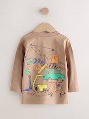 Brown Transport Long Sleeve Back Graphic T-Shirt (3mths-7yrs) - Image 6 of 9