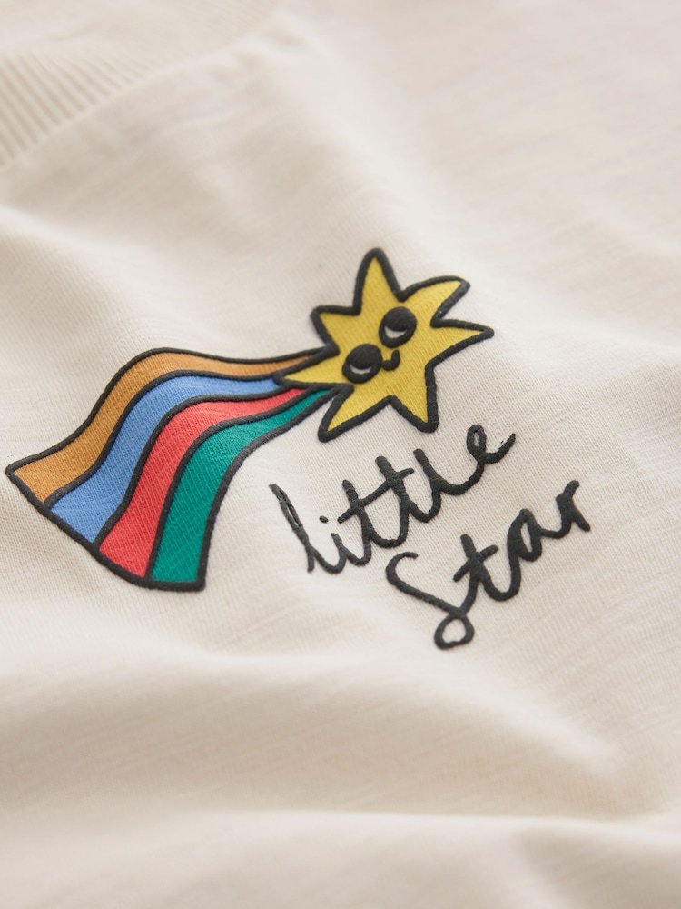 Cream Little Star Long Sleeve Small Graphic Printed T-Shirt (3mths-7yrs) - Image 4 of 4 Cream Little Star Long Sleeve Small Graphic Printed T-Shirt (3mths-7yrs) - Image 4 of 4