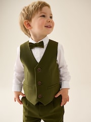 Olive Green Waistcoat Shirt Trousers & Bow Tie Set (3mths-9yrs) - Image 5 of 12