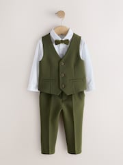 Olive Green Waistcoat Shirt Trousers & Bow Tie Set (3mths-9yrs) - Image 7 of 12