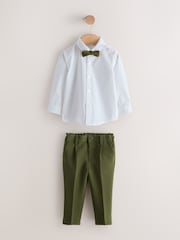 Olive Green Waistcoat Shirt Trousers & Bow Tie Set (3mths-9yrs) - Image 8 of 12