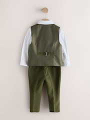 Olive Green Waistcoat Shirt Trousers & Bow Tie Set (3mths-9yrs) - Image 9 of 12