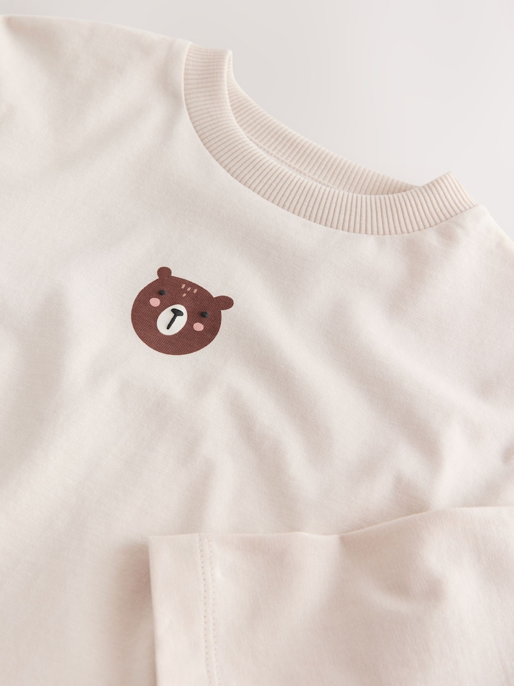 Neutral mit Bärendesign - Long Sleeve Small Graphic Printed T-Shirt (3mths-7yrs) - Bild 8 von 8