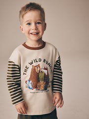 Neutral Wild Bunch Animal Stripe - Long Sleeve Graphic T-Shirt (3mths-7yrs) - תמונה 2 מתוך 4