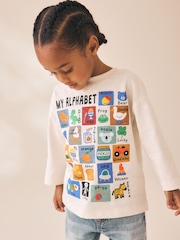 White Alphabet - Long Sleeve Graphic T-Shirt (3mths-7yrs) - תמונה 1 מתוך 8