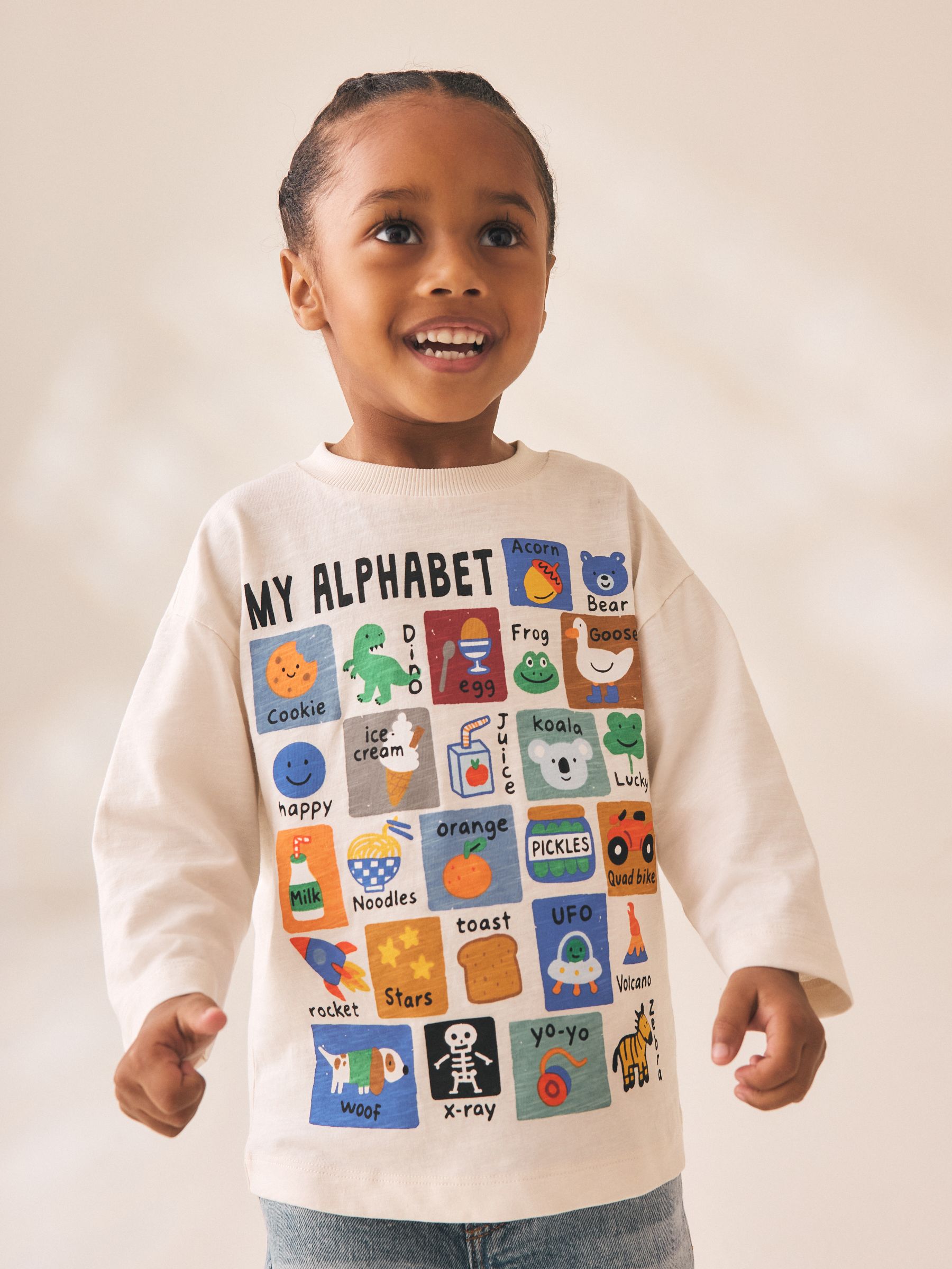 Buy White Alphabet Long Sleeve Graphic T-Shirt (3mths-7yrs) from