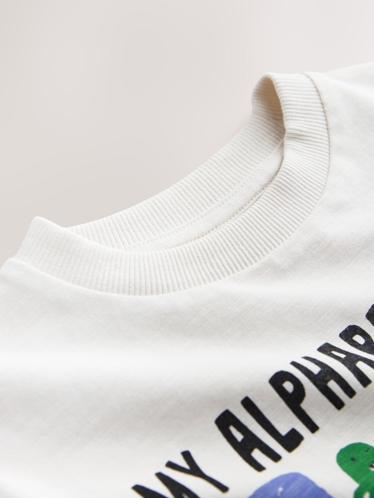 White Alphabet - Long Sleeve Graphic T-Shirt (3mths-7yrs) - תמונה 8 מתוך 8