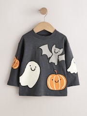 Charcoal Grey Halloween Character Long Sleeve Back Graphic T-Shirt (3mths-7yrs) - Image 5 of 8