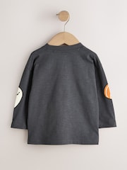 Charcoal Grey Halloween Character Long Sleeve Back Graphic T-Shirt (3mths-7yrs) - Image 6 of 8
