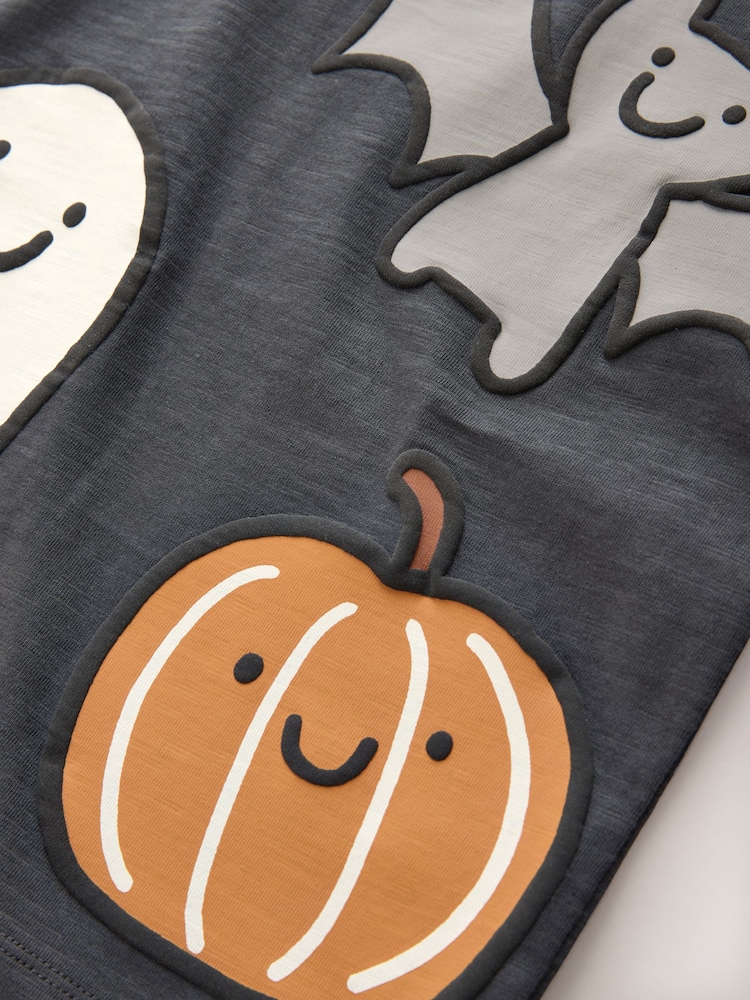 Charcoal Grey Halloween Character Long Sleeve Back Graphic T-Shirt (3mths-7yrs) - Image 8 of 8