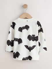 White/Black Halloween Bat All Over Print Long Sleeve Back Graphic T-Shirt (3mths-7yrs) - Image 6 of 8