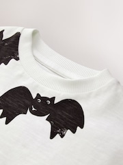 White/Black Halloween Bat All Over Print Long Sleeve Back Graphic T-Shirt (3mths-7yrs) - Image 7 of 8