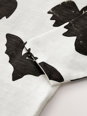 White/Black Halloween Bat All Over Print Long Sleeve Back Graphic T-Shirt (3mths-7yrs) - Image 8 of 8