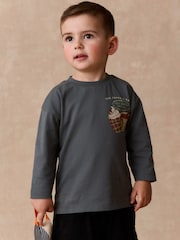 Charcoal Grey Autumn Pumpkin Truck Long Sleeve Back Graphic T-Shirt (3mths-7yrs) - Image 2 of 9