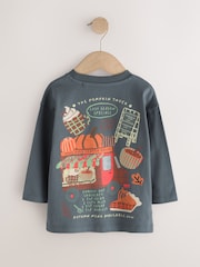 Charcoal Grey Autumn Pumpkin Truck Long Sleeve Back Graphic T-Shirt (3mths-7yrs) - Image 5 of 9