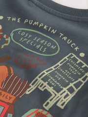 Charcoal Grey Autumn Pumpkin Truck Long Sleeve Back Graphic T-Shirt (3mths-7yrs) - Image 8 of 9