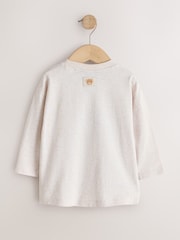 Neutral Embroidery Bear - Mahabang Manggas na Graphic T-Shirt (3buwan-7taon) - Larawan 2 ng 4