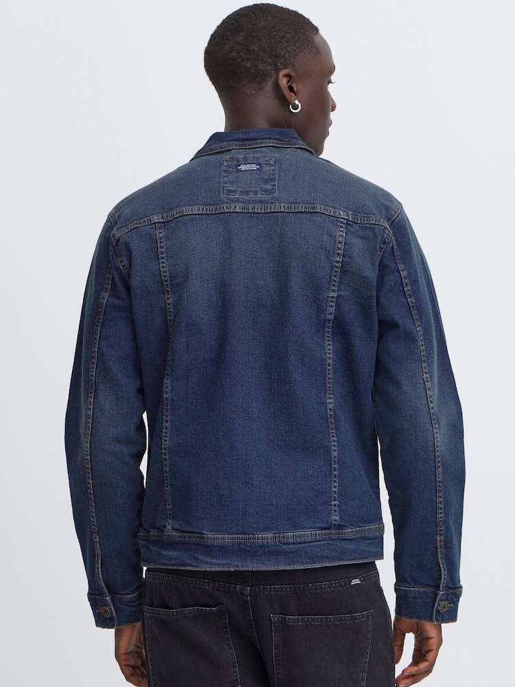 Blend Blue Dark Wash Stretch Denim Jacket - Image 2 of 5 Blend Blue Dark Wash Stretch Denim Jacket - Image 2 of 5