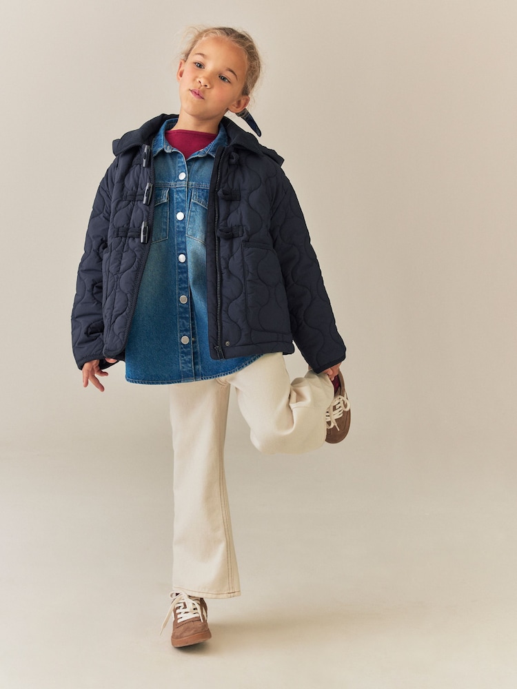 Navy Shower Resistant Corduroy Collar Duffle Coat (4-13yrs) - Image 2 of 10 Navy Shower Resistant Corduroy Collar Duffle Coat (4-13yrs) - Image 2 of 10