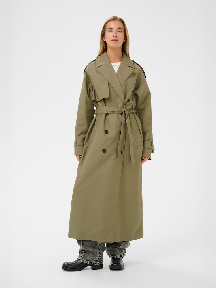 Kaffe Green Elegant Trench Coat - Image 1 of 7