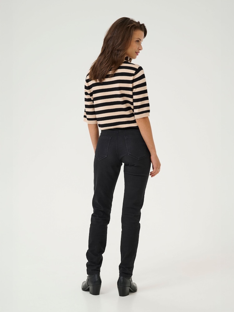 Kaffe Black KAlizza Striped Knit Soft Stripes Jumper - Image 2 of 6