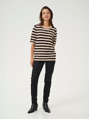 Kaffe Black KAlizza Striped Knit Soft Stripes Jumper - Image 3 of 6