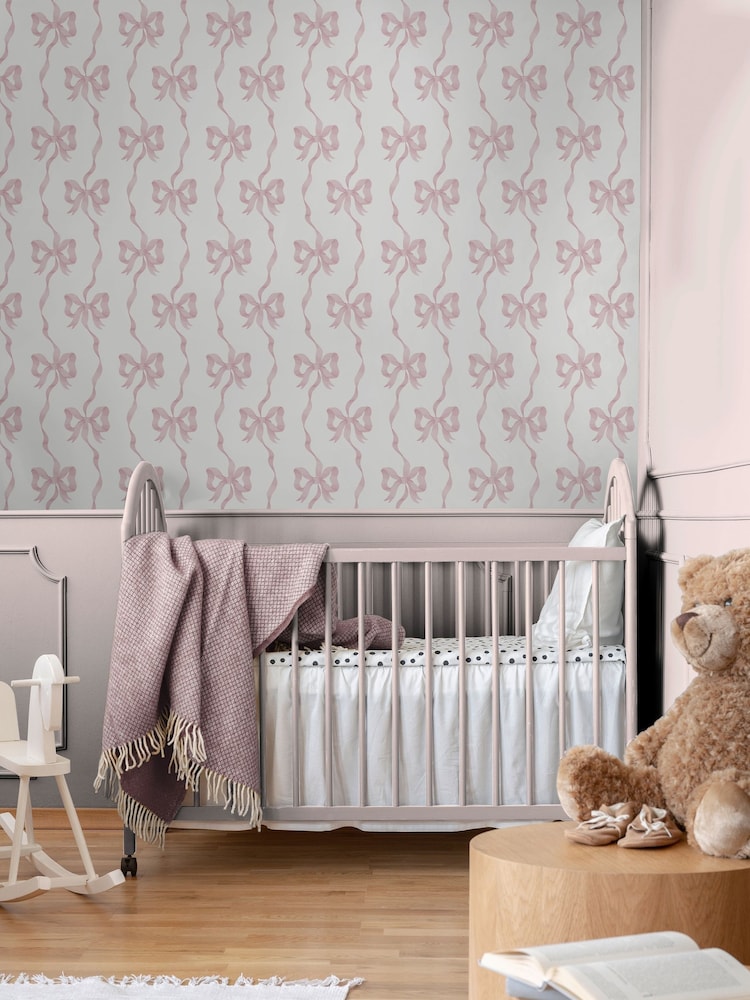 Cath Kidston Pink and Red Ribbon Bow A4 Wallpaper Sample - Image 1 of 5 Cath Kidston Pink and Red Ribbon Bow A4 Wallpaper Sample - Image 1 of 5