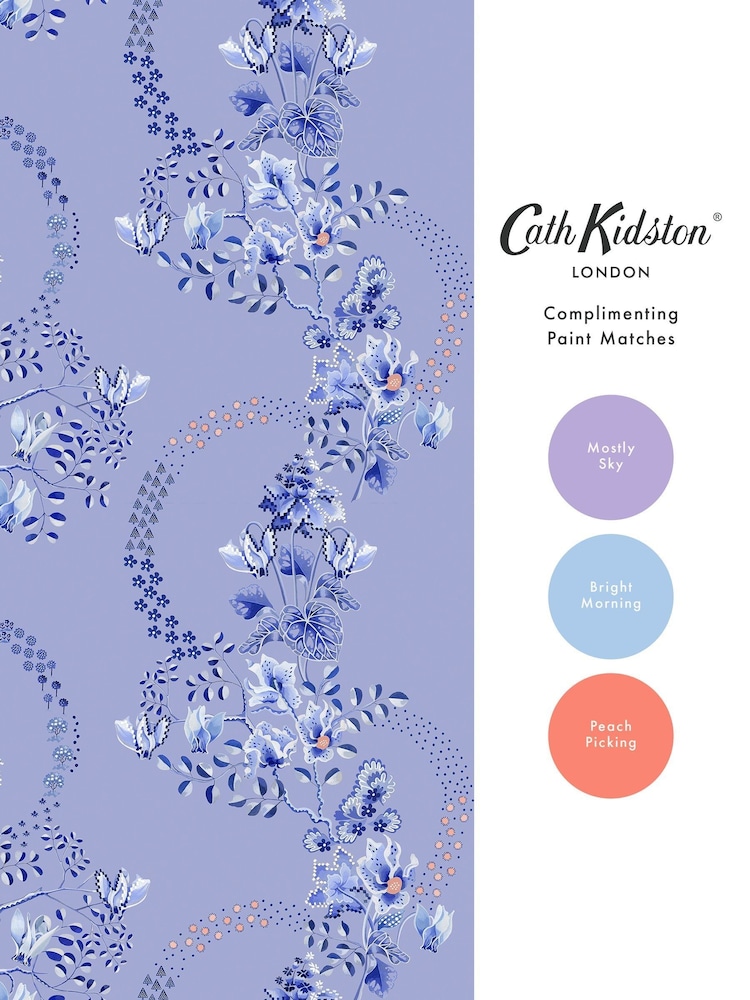 Cath Kidston Dusky Blue Road Floral A4 Wallpaper Sample - Image 6 of 6