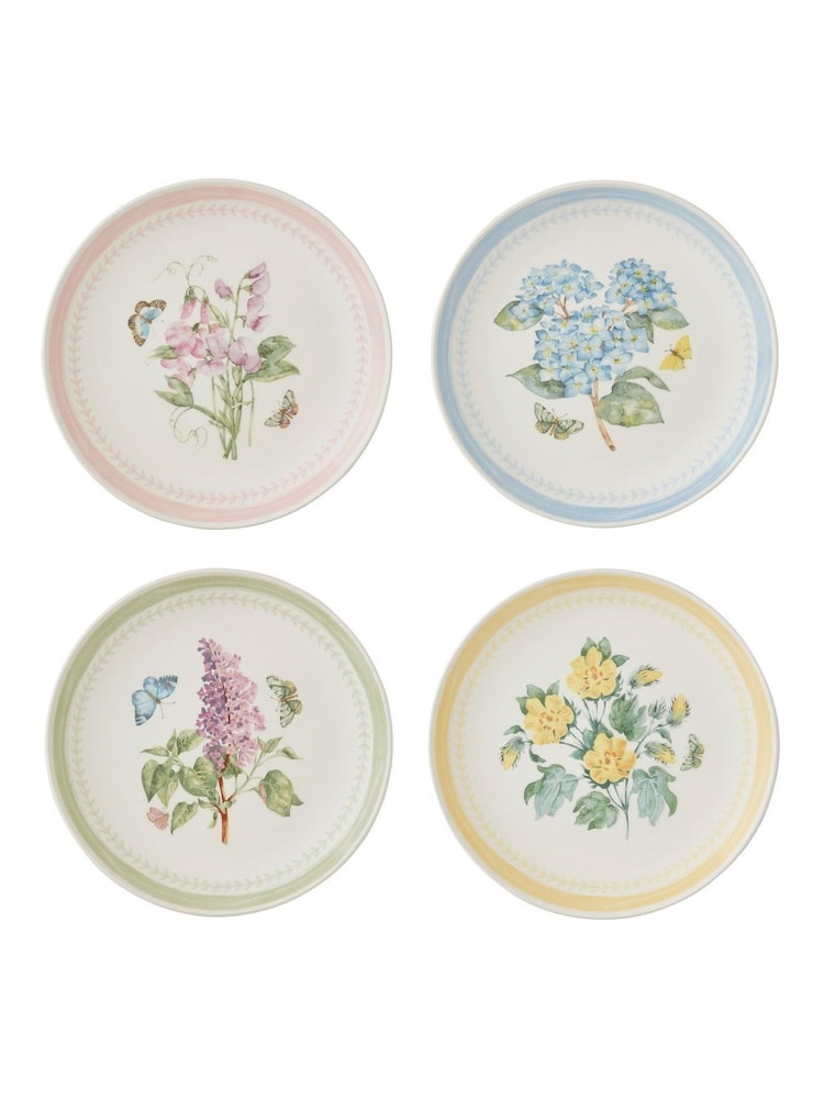 Portmeirion Set of 4 White Botanic Garden Sketchbook Dinner Plates - Image 1 of 11 Portmeirion Set of 4 White Botanic Garden Sketchbook Dinner Plates - Image 1 of 11