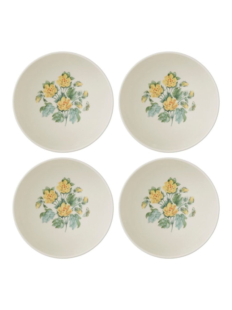 Portmeirion Set of 4 Yellow Botanic Garden Sketchbook Cereal Bowls - Image 1 of 5 Portmeirion Set of 4 Yellow Botanic Garden Sketchbook Cereal Bowls - Image 1 of 5