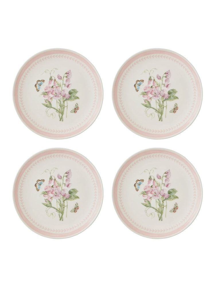 Portmeirion Set of 4 Pink Botanic Garden Sketchbook  Salad Plates - Image 1 of 5