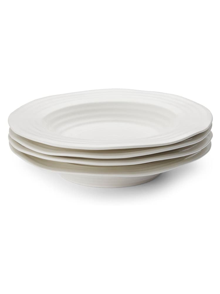 Sophie Conran Set of 4 White Porcelain Rimmed Soup Plates - Image 1 of 4