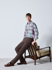 Rust Brown N.Premium Regular Fit Smart Brushed Cotton Trousers - Image 4 of 6