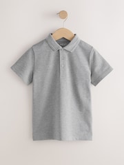 Grey Regular Fit Cotton School Short Sleeve Polo Shirts 2 Pack (3-16yrs) - Image 4 of 6