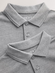 Grey Regular Fit Cotton School Short Sleeve Polo Shirts 2 Pack (3-16yrs) - Image 5 of 6